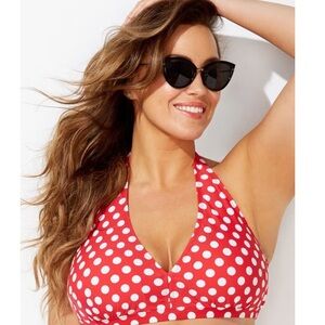 New Swim Sexy Red and White Polka Dot Bikini Top